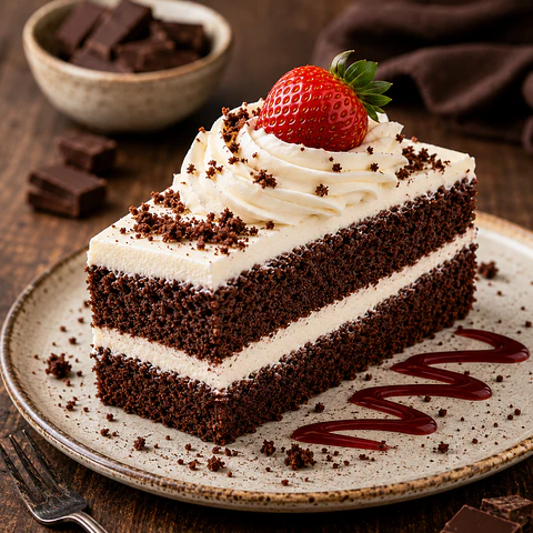 Fatia de Bolo de Chocolate com Morango