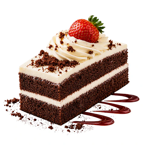 Fatia de Bolo de Chocolate com Morango