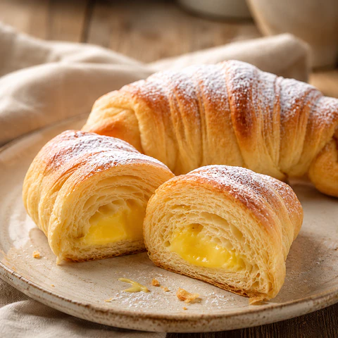 Croissant Brioche com Creme Pasteleiro