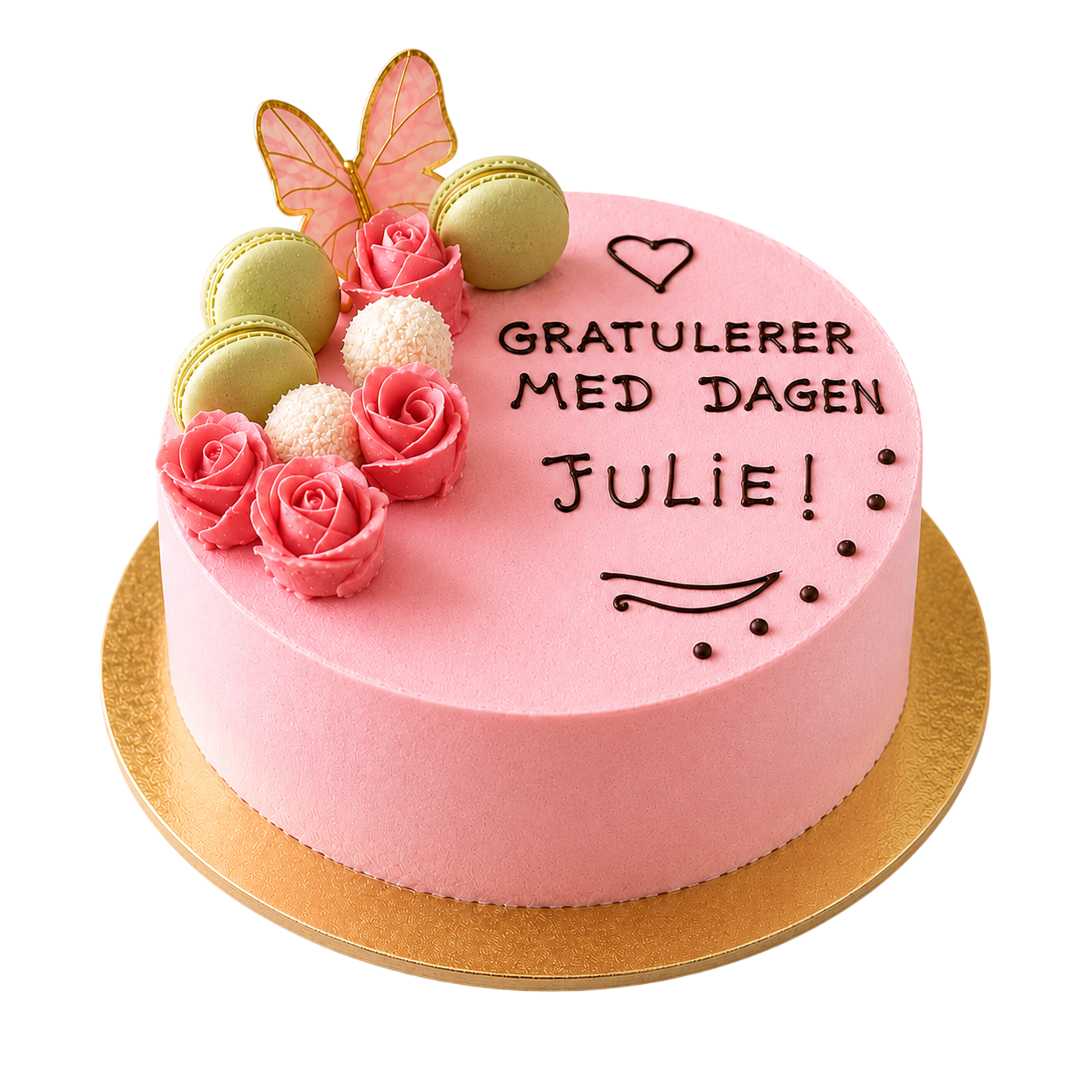 Bolo de Aniversário Feminino Rosa com Macarons 3