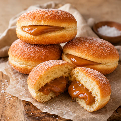Bolas de Berlim de Caramelo Salgado