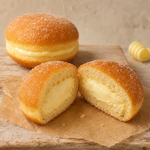 Bolas de Berlim com Creme de Manteiga