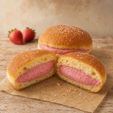Bolas de Berlim com Creme de Morango