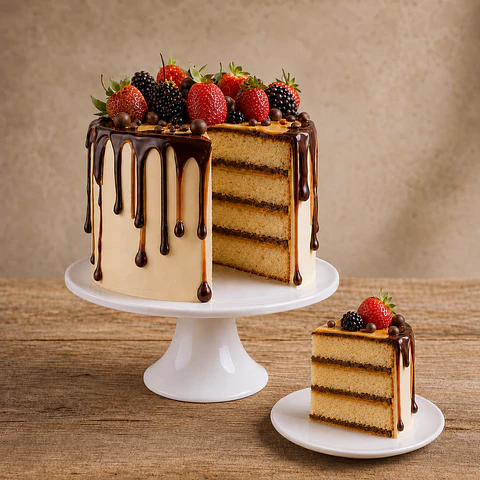 Drip Cake de Baunilha com Ganache de Chocolate