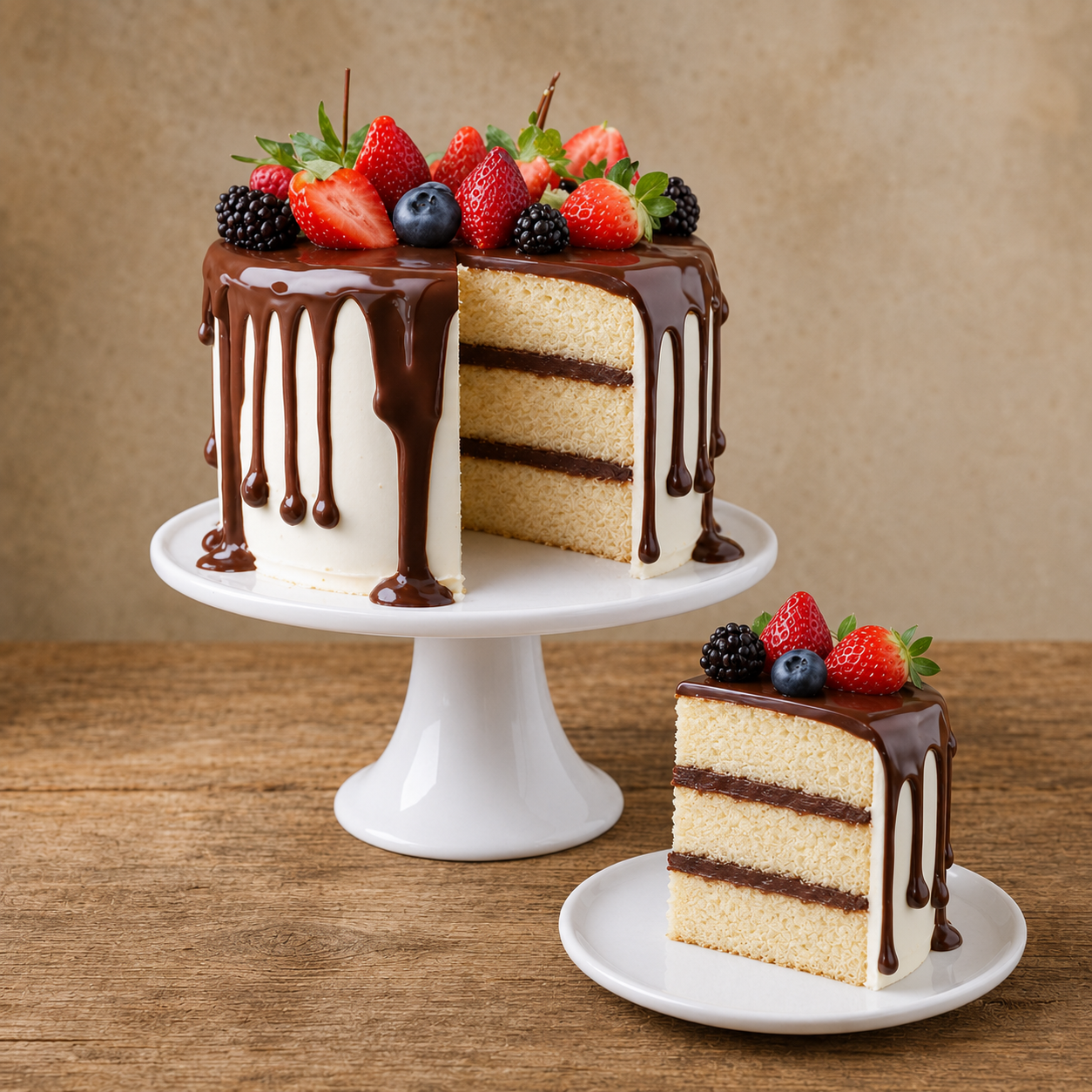 Drip Cake de Baunilha com Frutos Vermelhos 2