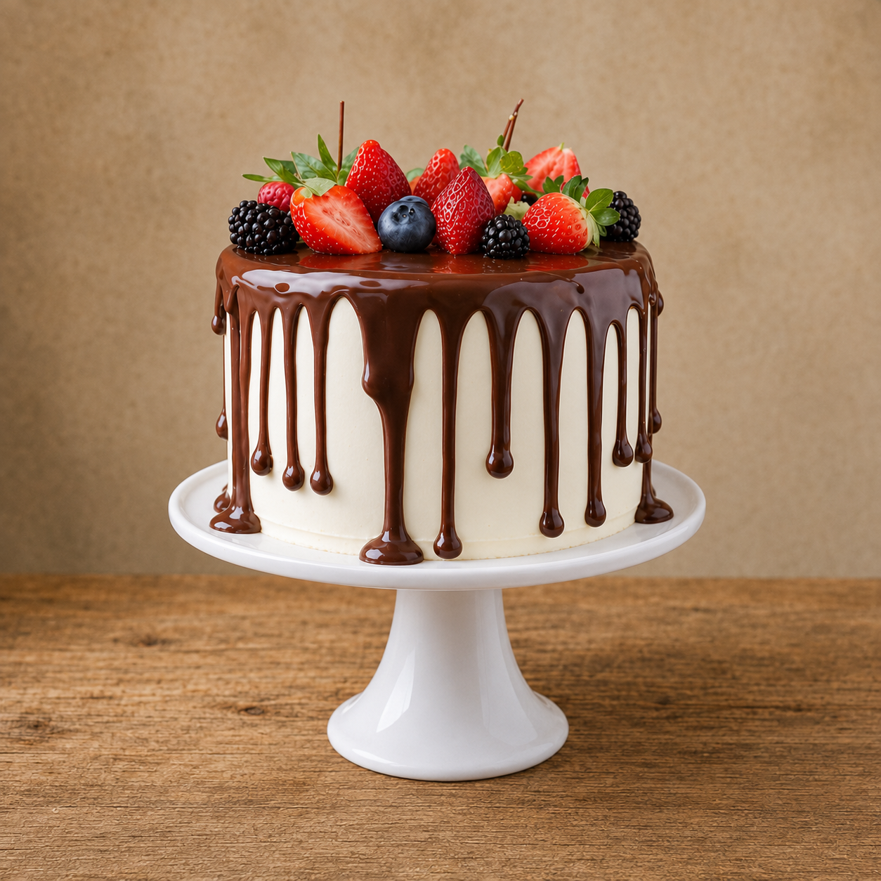 Drip Cake de Baunilha com Frutos Vermelhos 6