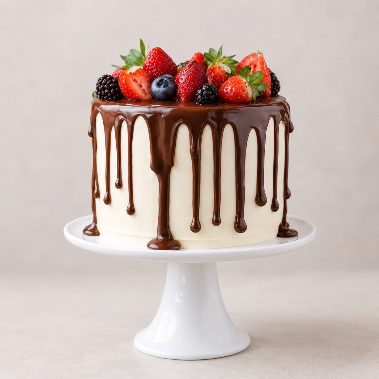 Drip Cake de Baunilha com Frutos Vermelhos 8