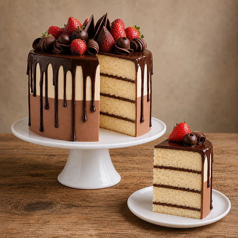 Drip Cake Chocolate com Morangos Frescos