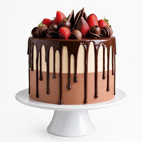Drip Cake Chocolate com Morangos Frescos