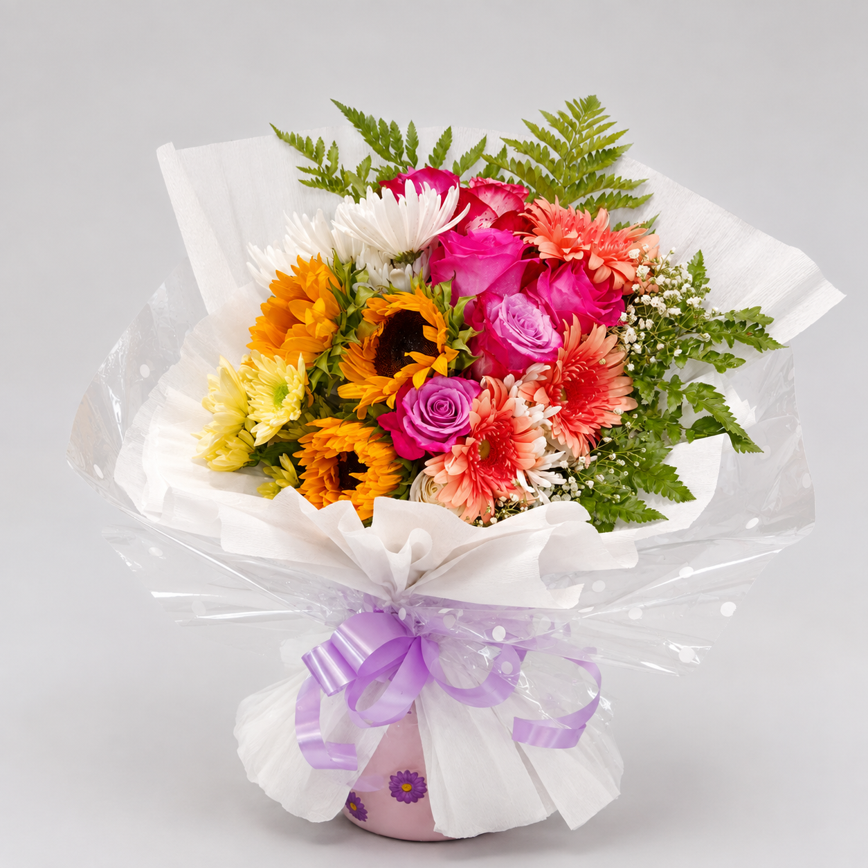 Arranjo de Flores Coloridas com Girassóis e Rosas 1