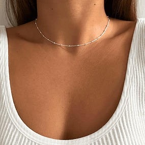 Collar - Choker pelotitas (White)