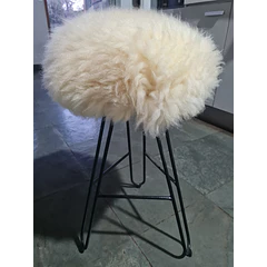 Banqueta o Piso de Cuero Lanar - 70 cm altura x 40 cm diámetro 