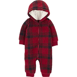 Carter's Child of Mine | Osito Sherpa Cuadrillé Rojo con Capucha