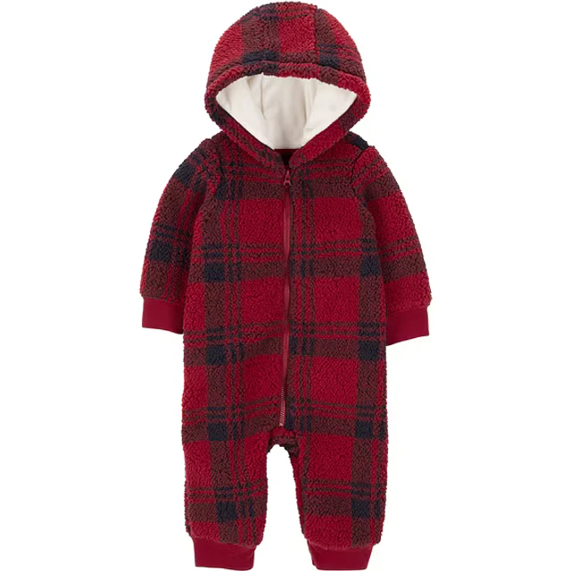 Carter's Child of Mine | Osito Sherpa Cuadrillé Rojo con Capucha