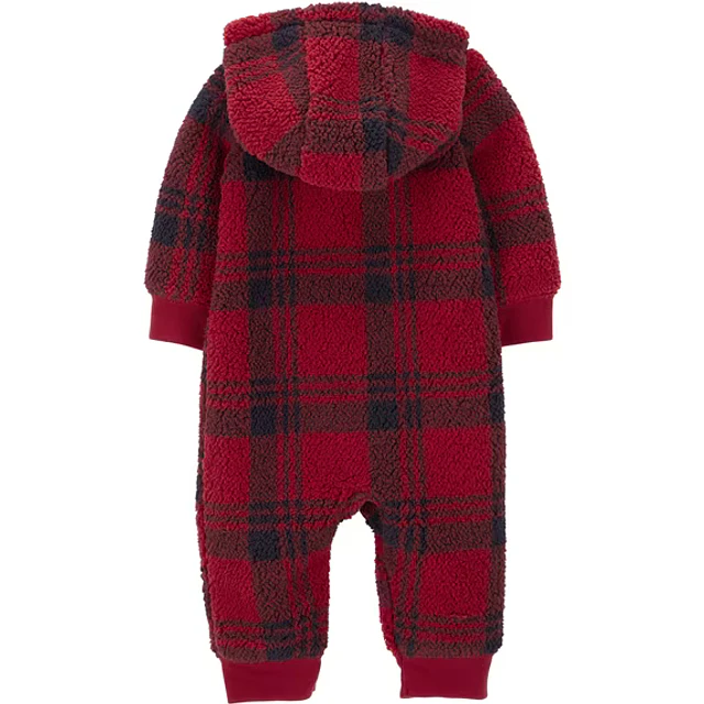 Carter's Child of Mine | Osito Sherpa Cuadrillé Rojo con Capucha
