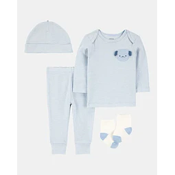 Carter's - Conjunto 4 Piezas Perrito Azul - 100% Algodón