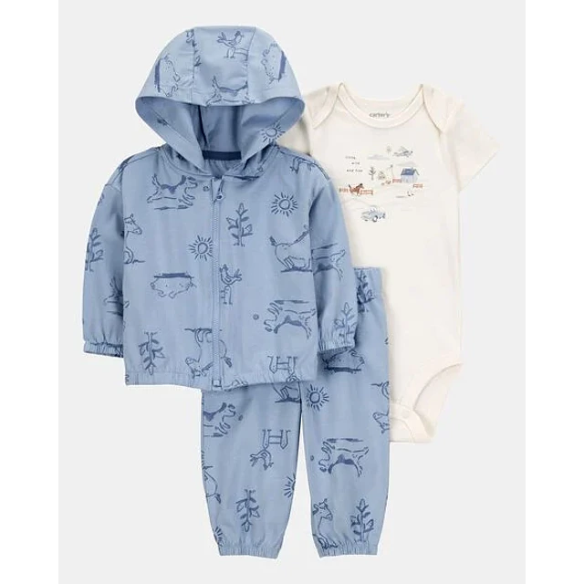 Carter's - Conjunto 3 Piezas Perrito Azul - 100% Algodón