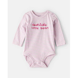 Carter's - Body Manga Larga Rayas Rosadas Little Bean - 100% Algodón
