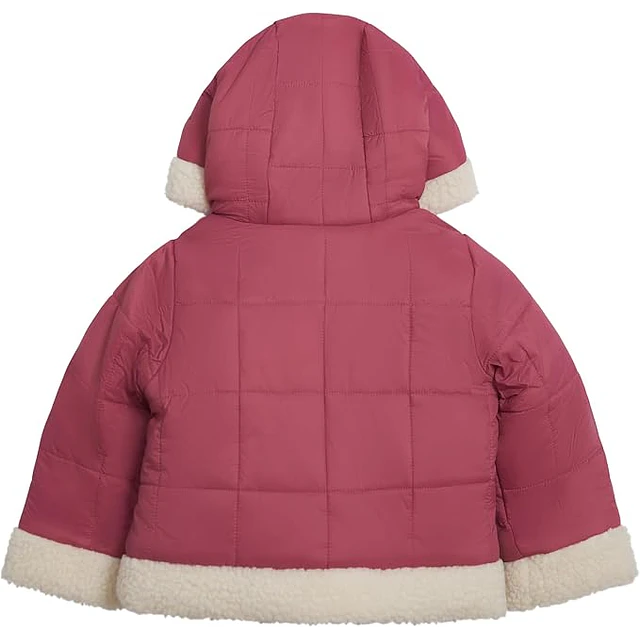 London Fog - Parka Acolchada Heavyweight Rosada con Sherpa