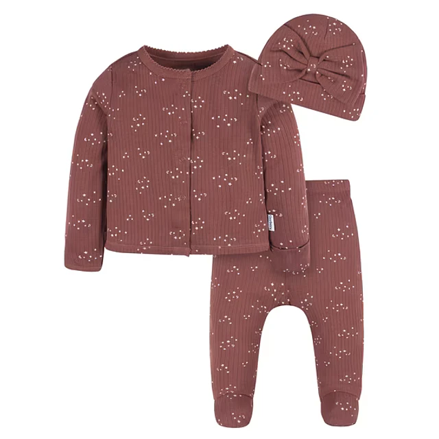 Gerber - Set Primera Tenida 3 Piezas Niña - 100% Algodón