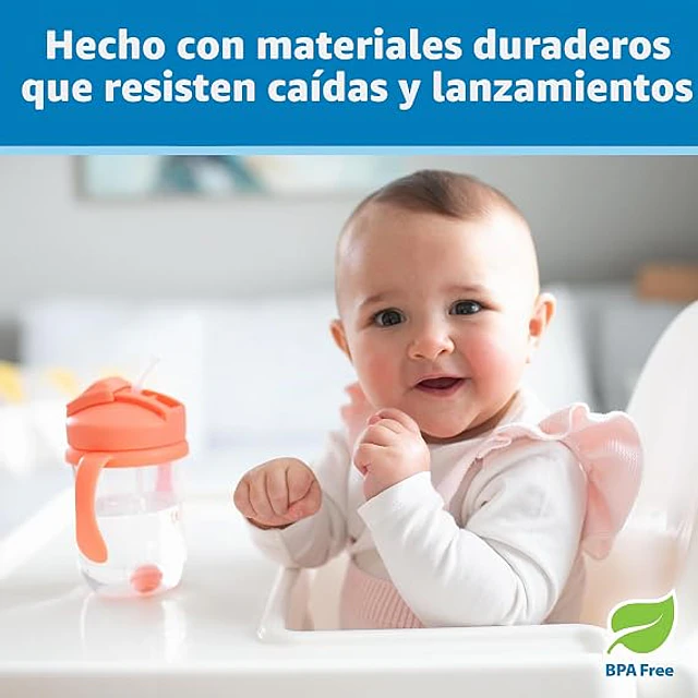 Dr. Brown's - Vaso Antiderrame con Bombilla Milestones - Rosado