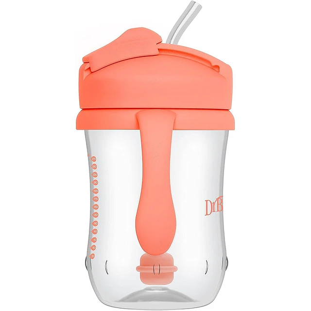 Dr. Brown's - Vaso Antiderrame con Bombilla Milestones - Rosado