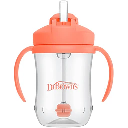 Dr. Brown's - Vaso Antiderrame con Bombilla Milestones - Rosado