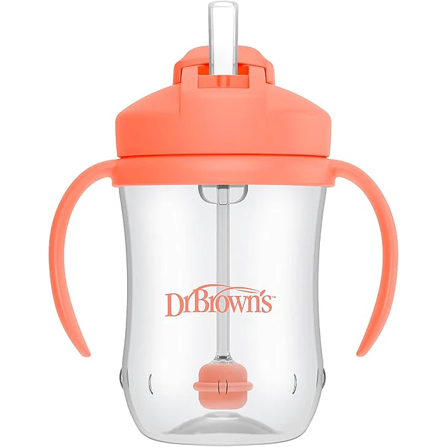 Dr. Brown's - Vaso Antiderrame con Bombilla Milestones - Rosado