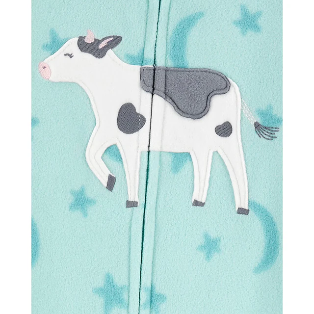 Carter's - Pijama Enterito de Polar - Vaca Celeste