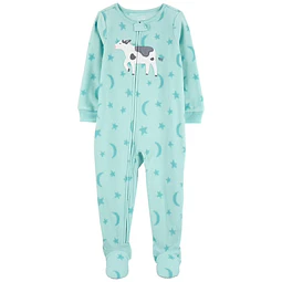 Carter's - Pijama Enterito de Polar - Vaca Celeste