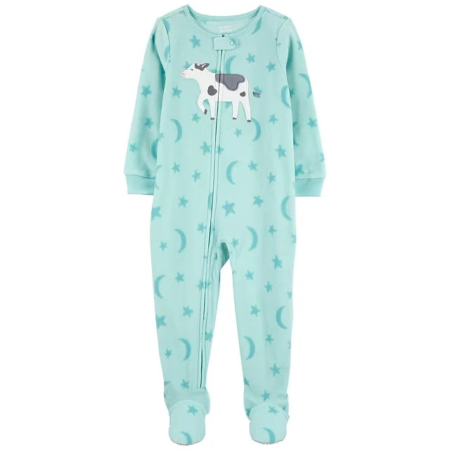 Carter's - Pijama Enterito de Polar - Vaca Celeste