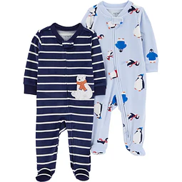 Carter's Child of Mine - Set 2 Pijamas Enteritos Velour - Oso Azul