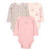 Carter's Child of Mine - Set 3 Bodies Manga Larga - Pink Floral