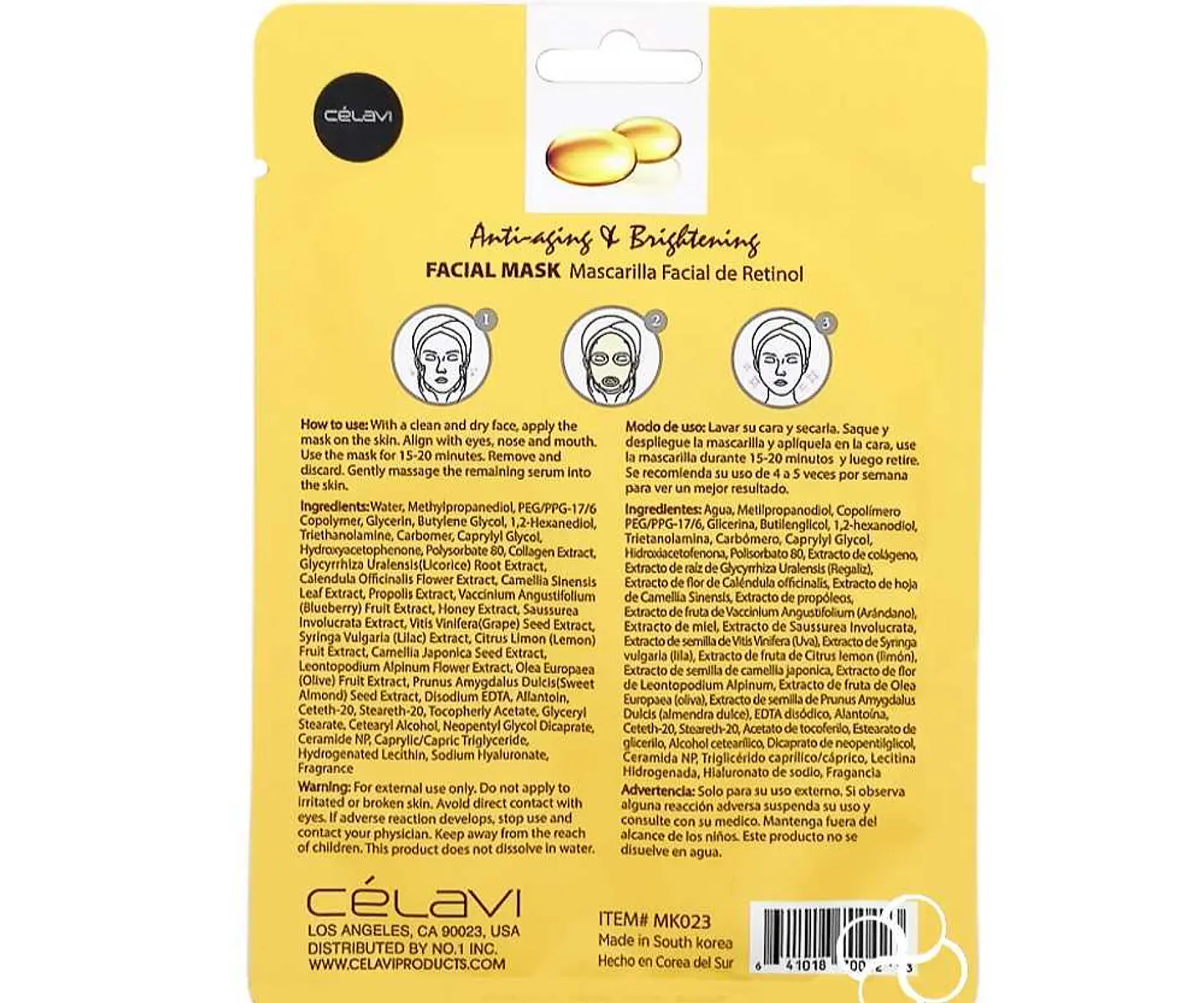 MASCARILLA FACIAL DE RETINOL ESSENCE FACIAL SHEET MASK - CELAVI 2
