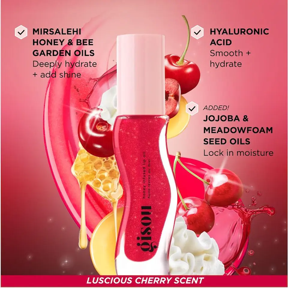 Honey Infused Hydrating Lip Oil- Cherry on the cake 3