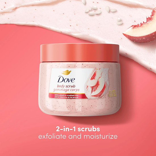 Dove exfoliante corporal White Peaches & Crushed Rice  2