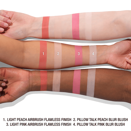 Pillow Talk Beauty Soulmates Airbrush Flawless Finish Brightening and Blush Powder Palette- Flawless Pink 5