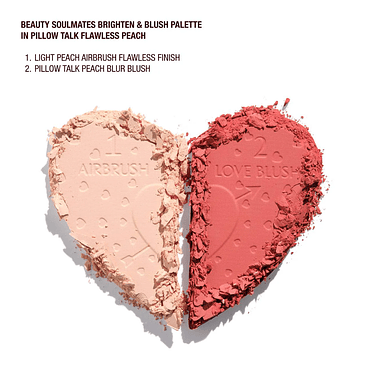 Pillow Talk Beauty Soulmates Airbrush Flawless Finish Brightening and Blush Powder Palette- Flawless Peach 2