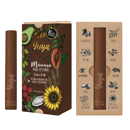 Máscara de pestañas 10 aceites naturales (Color café)  1