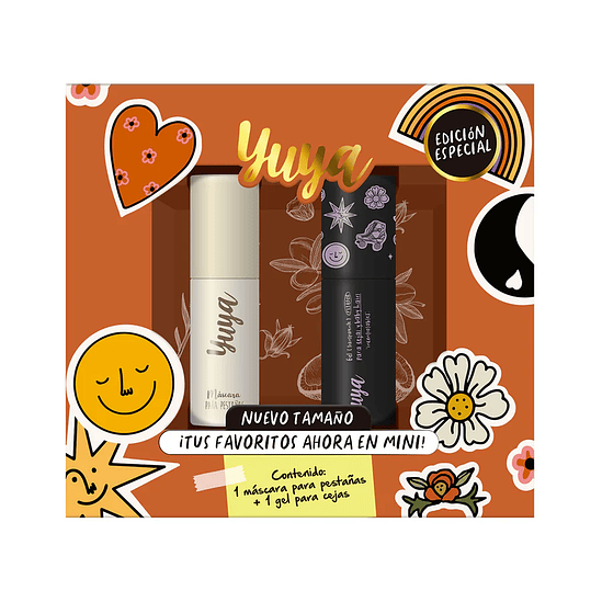 Set edición especial versión mini: Máscara para pestañas 10 aceites naturales negra + gel para cejas 1