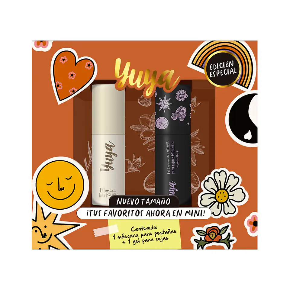 Set edición especial versión mini: Máscara para pestañas 10 aceites naturales negra + gel para cejas 1