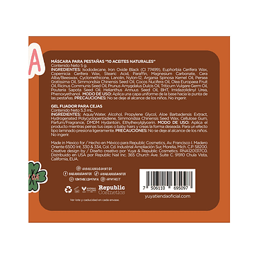 Set edición especial versión mini: Máscara para pestañas 10 aceites naturales negra + gel para cejas 6