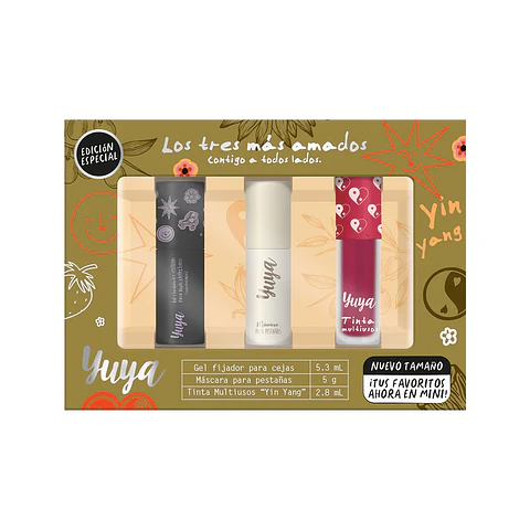 Set edición especial versión mini: Máscara para pestañas 10 aceites naturales negra + gel para cejas + Tinta Ying Yang