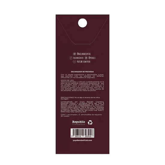Enchinador de pestañas borgoña - YUYA 5
