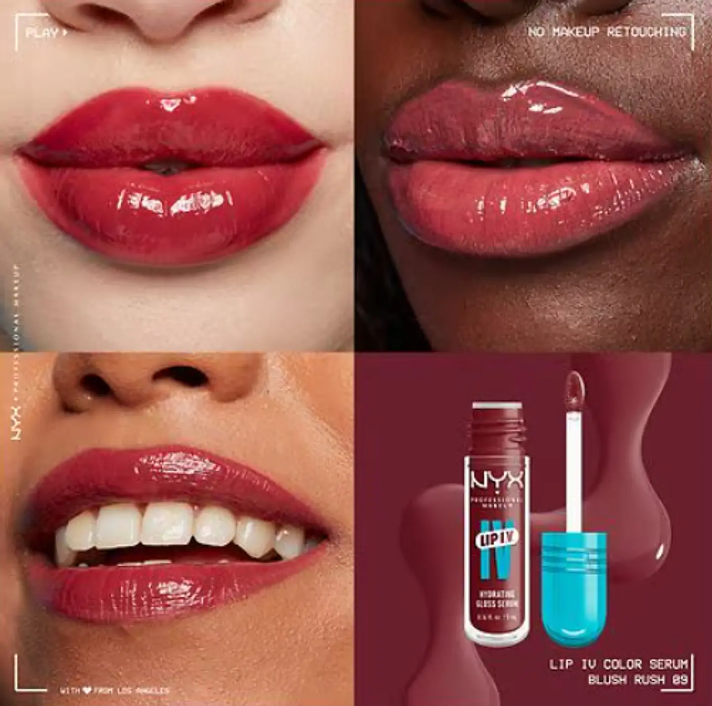 NYX Professional Makeup Lip IV Hydrating Gloss Stain, Blush Rush 2