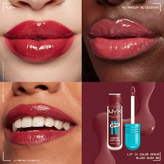 NYX Professional Makeup Lip IV Hydrating Gloss Stain, Blush Rush 2