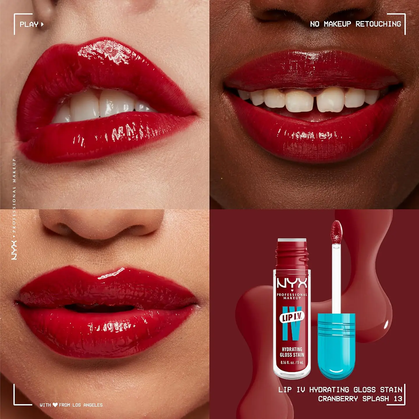 NYX Professional Makeup Lip IV Hydrating Gloss Stain, Cranberry Splash 3