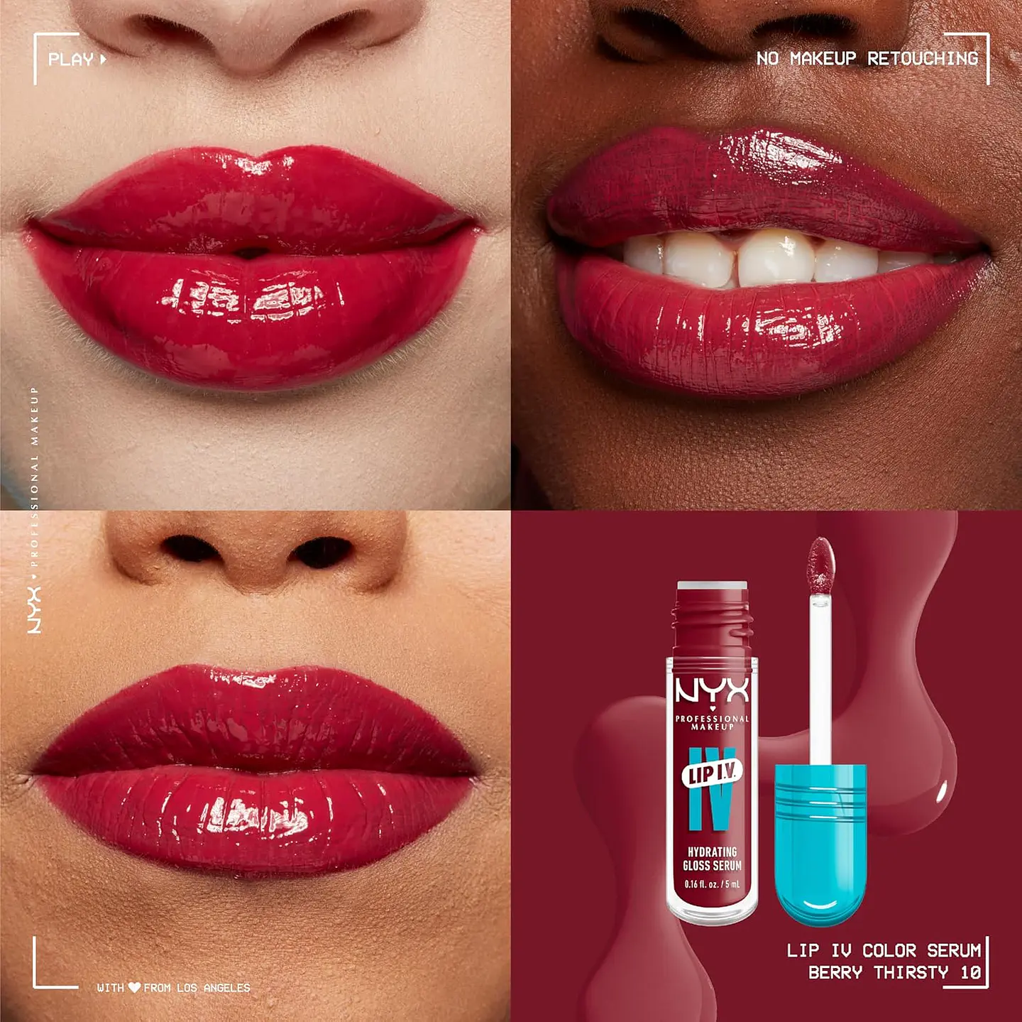 NYX Professional Makeup Lip IV Hydrating Gloss Stain, Berry Thirsty 3
