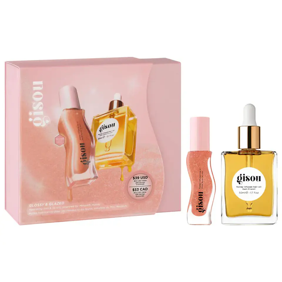 Glossy & Glazed Hair & Lip Oil Gift Set  1