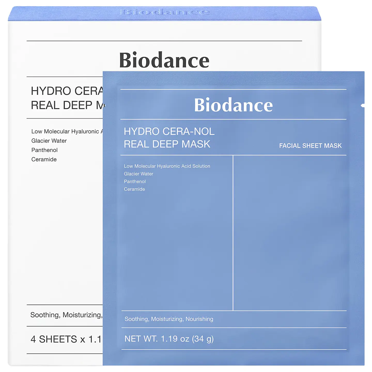 Hydro Cera-nol Real Deep Mask - Dryness Relief & Redness Soothing * 4 masks  1